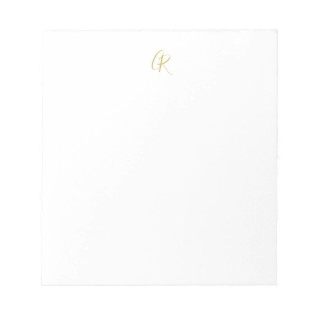 Calligraphy Monogram Gold Color Plain Modern Notepad (Front)