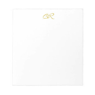 Calligraphy Monogram Gold Color Plain Modern Notepad