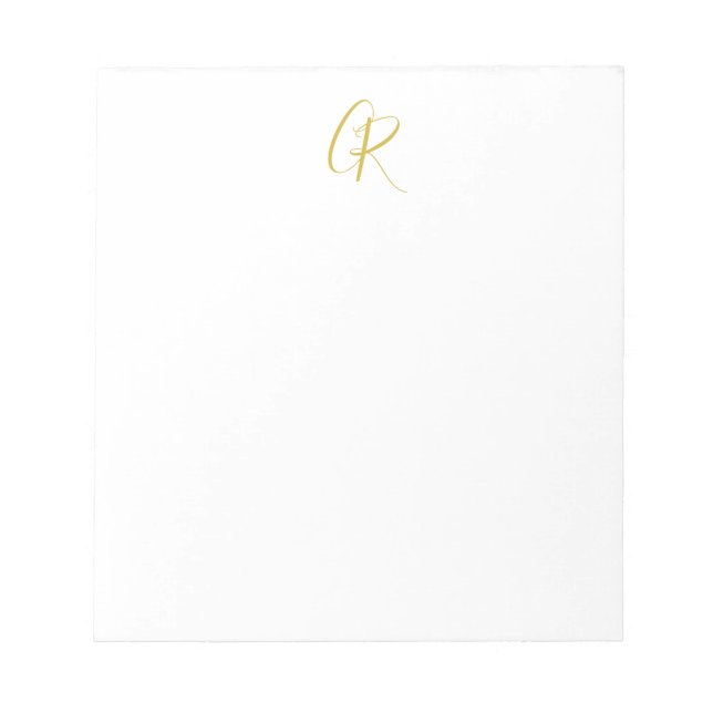 Calligraphy Monogram Gold Color Plain Modern Notepad (Front)