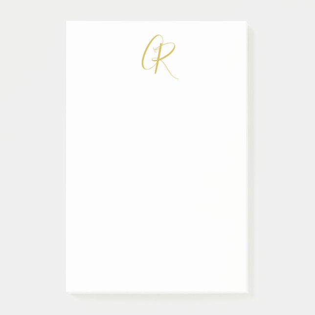 Calligraphy Monogram Gold Color Plain Modern Post-it Notes (Front)