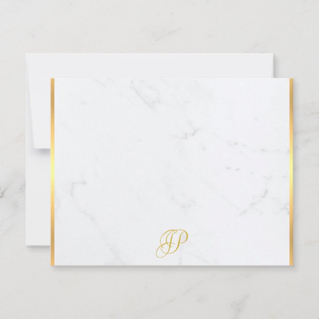 Calligraphy Monogram Gold Marble Modern Template (Front)