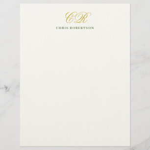 Calligraphy Monogram Name Gold Black White Color Letterhead
