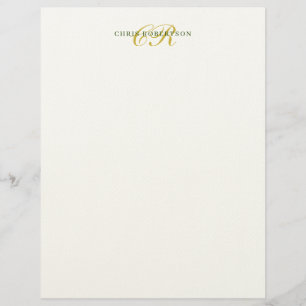 Calligraphy Monogram Name Gold Black White Color Letterhead