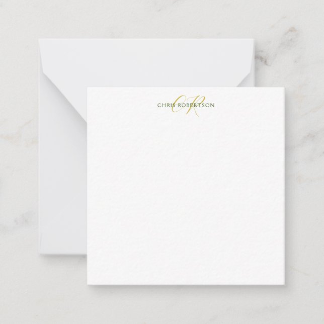 Calligraphy Monogram Name Gold Black White Custom Card (Front)