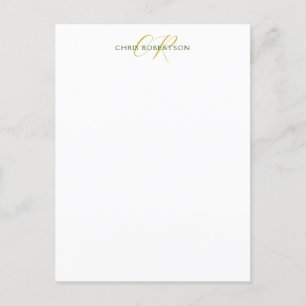 Calligraphy Monogram Name Gold Black White Custom Postcard