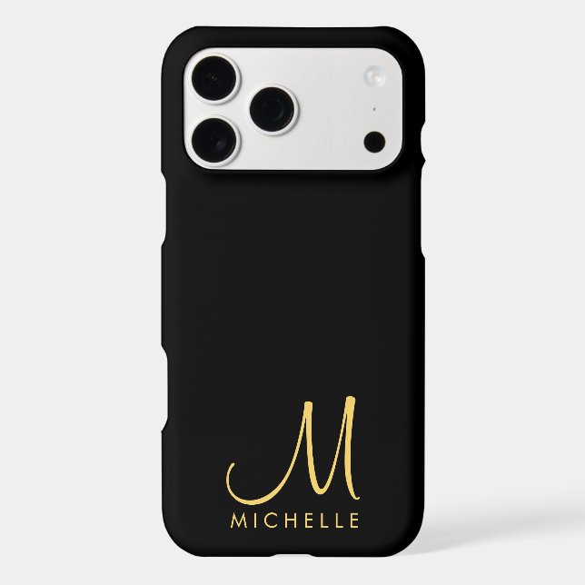 Calligraphy Monogram Name Template Black & Gold (Back)