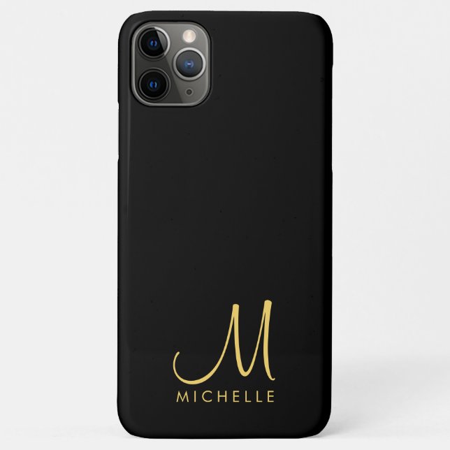 Calligraphy Monogram Name Template Black & Gold Case-Mate iPhone Case (Back)