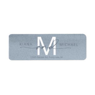 Calligraphy Monogram Wedding Dusty Blue ID771