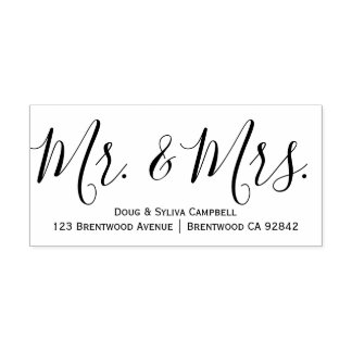 Calligraphy Mr. & Mrs. Personalized Rubber Stamp