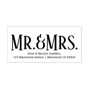 Calligraphy Mr. & Mrs. Personalized Rubber Stamp
