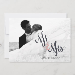 Calligraphy Mr & Mrs Wedding Thank You Photo Card
