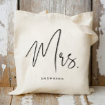 Calligraphy Mrs. Bride to Be Tote Bag<br><div class="desc">Check out 400 popular styles of wedding tote bags from the "Wedding Tote Bags" collection of our shop! Click “Edit Design” will allow you to customize further. You can change the font size, font colour and more! wedding tote bags, tote bags wedding, rustic tote bags, modern tote bags, name, personalized...</div>