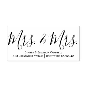 Calligraphy Mrs. & Mrs. Personalized Rubber Stamp