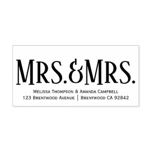 Calligraphy Mrs. & Mrs. Personalized Rubber Stamp
