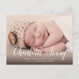 Calligraphy Name Birth Announcement Postcard