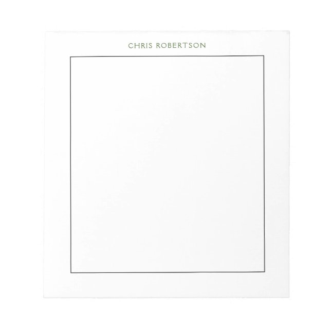 Calligraphy Name Black White Custom Notepad (Front)