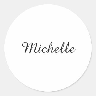 Calligraphy Name Creative Trendy White  Classic Round Sticker