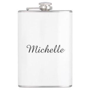 Calligraphy Name Creative Trendy White Hip Flask