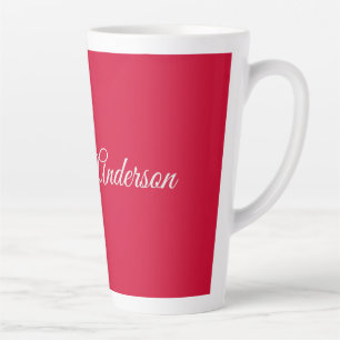 Calligraphy Name Elegant Cherry Red Personalized Latte Mug