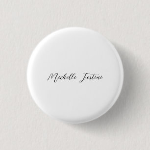 Calligraphy Name Elegant Plain Minimalist  1 Inch Round Button