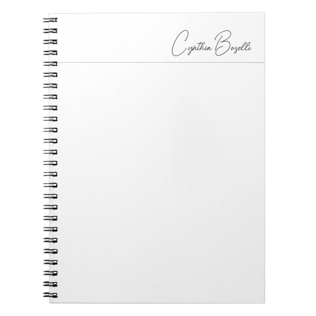 Calligraphy Name Minimalist Modern Plain Template Notebook (Front)