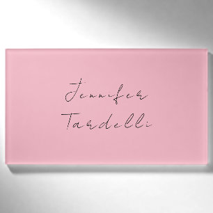 Calligraphy name professional plain pink feminine name tag