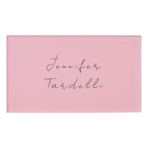 Calligraphy name professional plain pink feminine tag