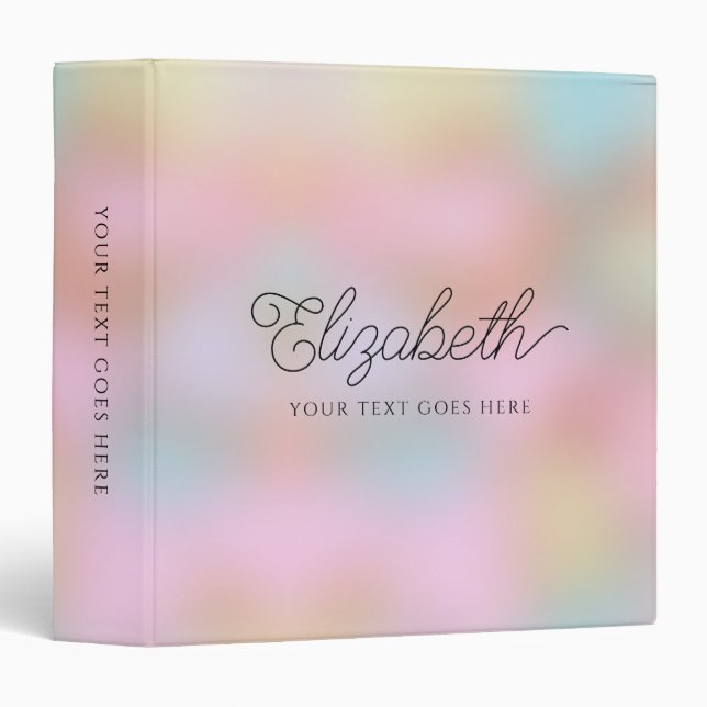 Calligraphy Name Trend Pastel Colours Template Binder (Front/Spine)