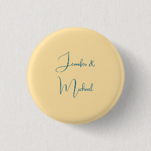 Calligraphy Names Elegant Plain Simple Beige Colou 1 Inch Round Button