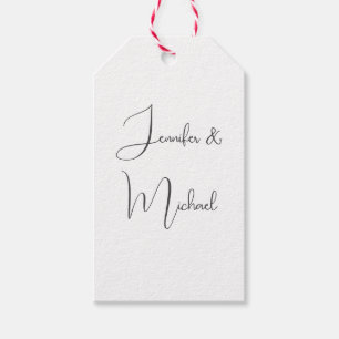 Calligraphy Names Elegant Plain Simple Grey White Gift Tags