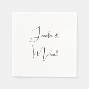Calligraphy Names Elegant Plain Simple Grey White Napkin