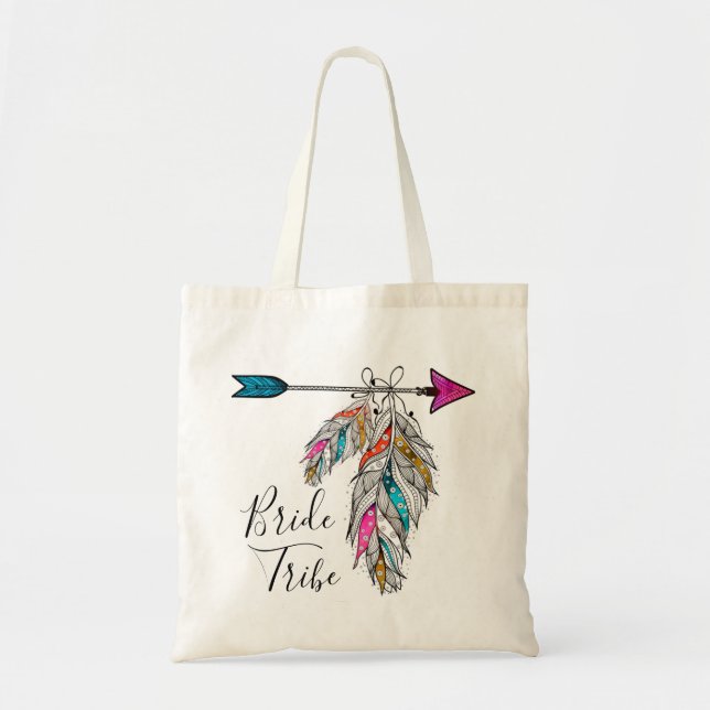 Calligraphy Native Bride Tribe Arrow Tote Bag (Front)