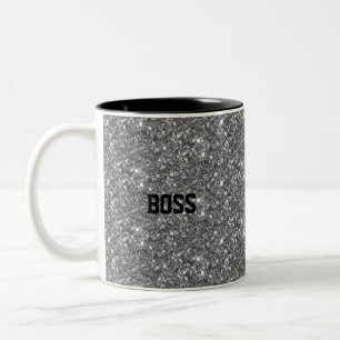 Calligraphy on glittering grey Two-Tone coffee mug