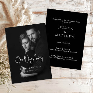 Calligraphy One Day Away Photo Rehearsal Dinner Invitation