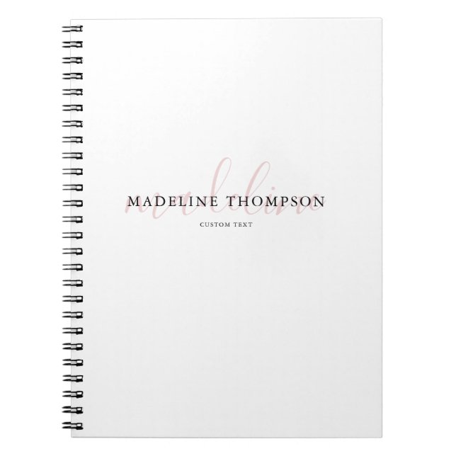 Calligraphy Pale Pink Name Notebook (Front)