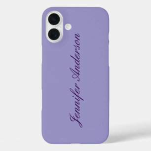 Calligraphy Pastel Pale Purple Personalized  iPhone 16 Plus Case
