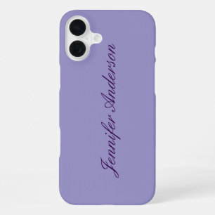 Calligraphy Pastel Pale Purple Personalized iPhone 16 Plus Case
