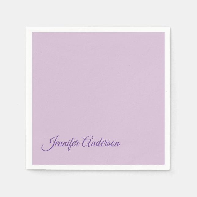 Calligraphy Pastel Thistle Pink Personalized Name Napkin (Front)