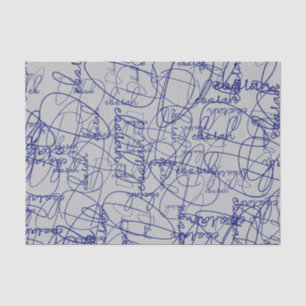 Calligraphy Pattern of Blue Signatures  Tissue Paper