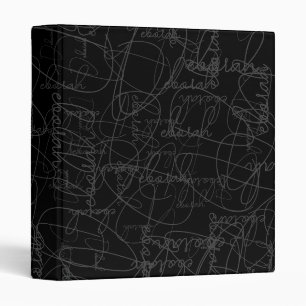 Calligraphy Pattern of Grey Signatures on Black Binder