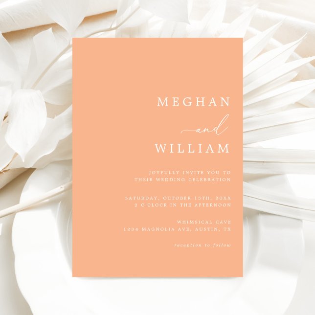 Calligraphy Peach Fuzz Wedding  Invitation (Creator Uploaded)