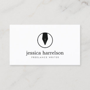 CALLIGRAPHY PEN NIB LOGO I for Authors or Writers Business Card