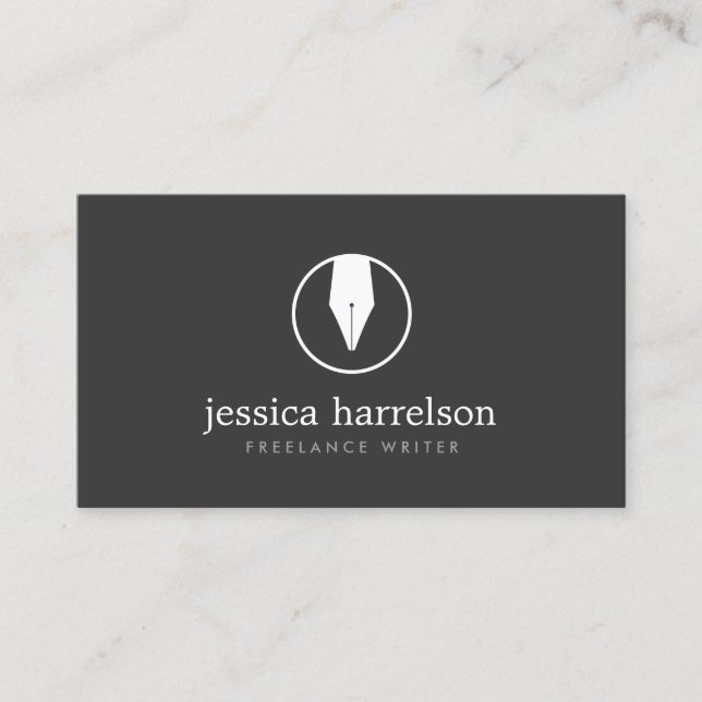 CALLIGRAPHY PEN NIB LOGO II for Authors or Writers Business Card (Front)