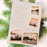 calligraphy photo collage new year merry christmas foil holiday card<br><div class="desc">Real Foil Christmas Holiday Cards - Fully Editable and Customizable
*Please contact me for any design questions</div>