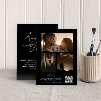 Calligraphy Photo Collage with QR code in Invitation