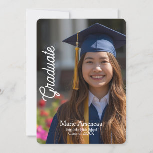 Calligraphy Photo Grad Party Personalize Card
