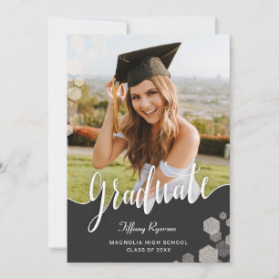 Calligraphy Photo Graduation Party Invitation
