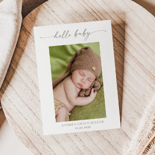Calligraphy Photo Hello Baby Announcement Card