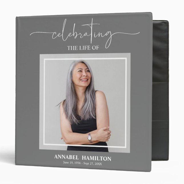 Calligraphy Photo Memorial Remembrance 3 Ring Bind Binder (Front/Inside)