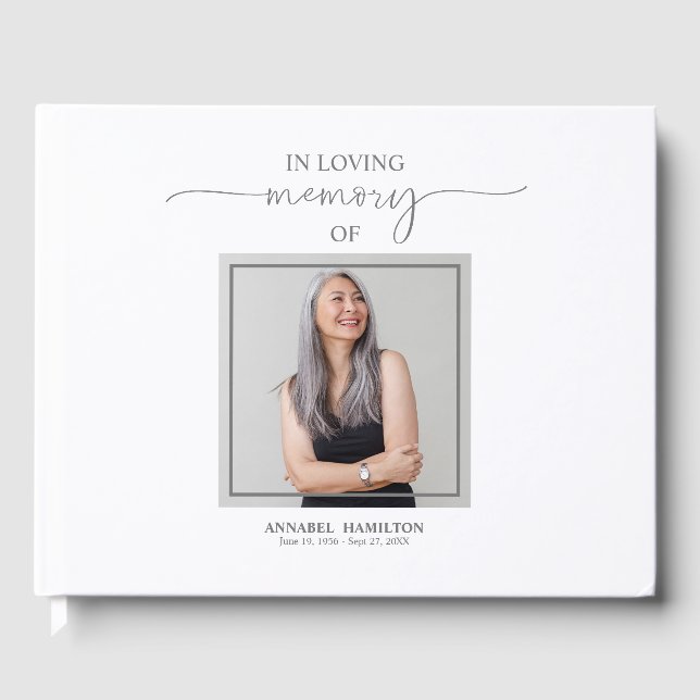 Calligraphy Photo Memorial Remembrance Guest Book (Front)